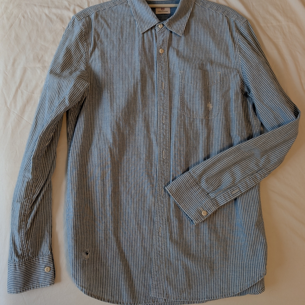 Adriano Goldschmied Blue Striped Men's Shirt, Medium